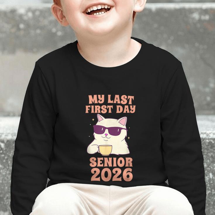 My Last First Day Senior 2026 Cat Back To School Class 2026 Graphic Toddler Long Sleeve Tee My Last First Day Senior 2026 Cat Back To School Class 2026 Graphic Toddler Long Sleeve Tee