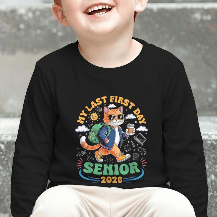 My Last First Day Senior 2026 Cat Back To School Graphic Toddler Long Sleeve Tee My Last First Day Senior 2026 Cat Back To School Graphic Toddler Long Sleeve Tee