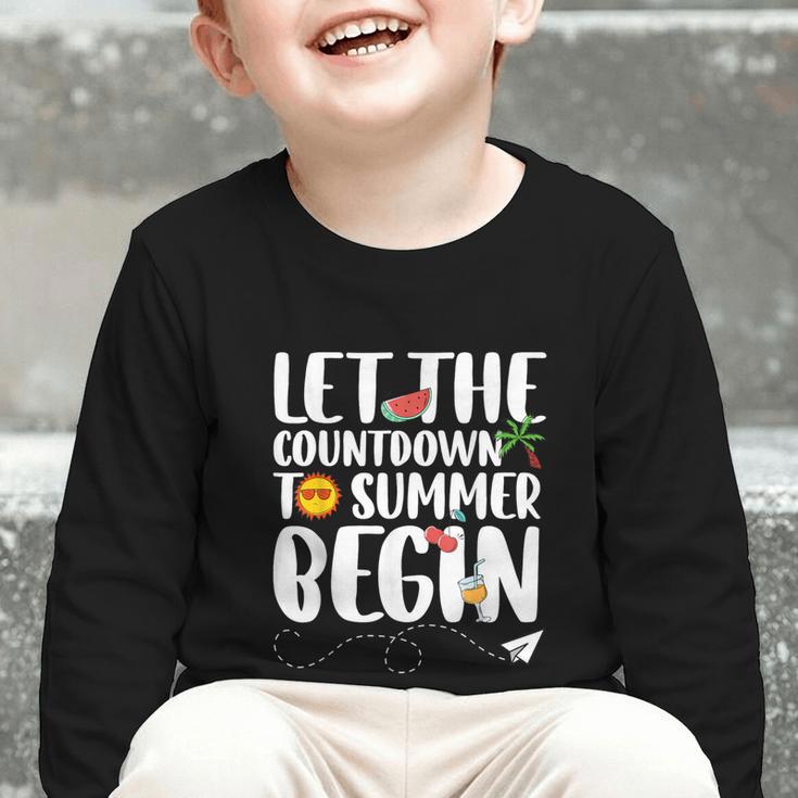 Let The Countdown To Summer Begin Back To School Graphic Toddler Long Sleeve Tee Let The Countdown To Summer Begin Back To School Graphic Toddler Long Sleeve Tee