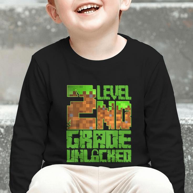 Level 2nd Grade Unlocked Game Pixel Kids Boy Back To School Graphic Toddler Long Sleeve Tee