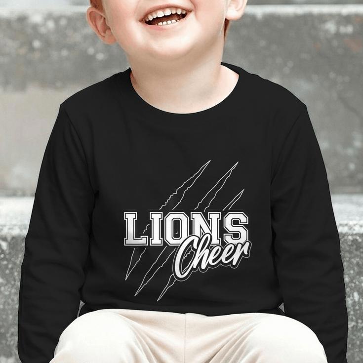 Lions Cheer Back To School Cheerleading Team Spirit Graphic Toddler Long Sleeve Tee Lions Cheer Back To School Cheerleading Team Spirit Graphic Toddler Long Sleeve Tee