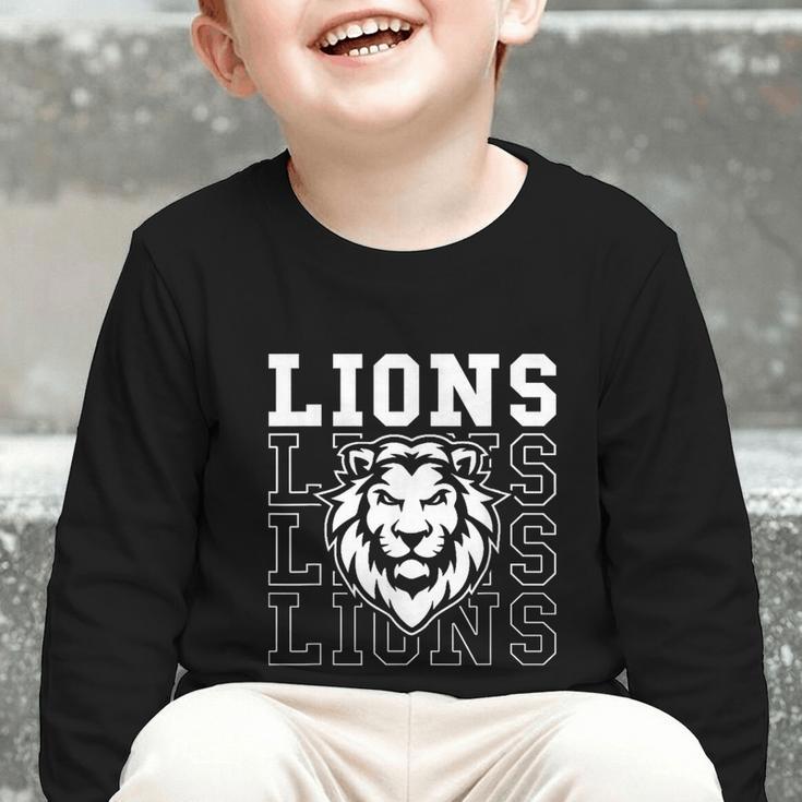 Lions School Spirit Fan Team Back To School Graphic Toddler Long Sleeve Tee