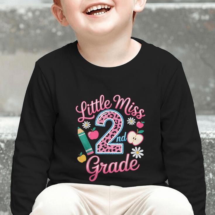 Little Miss 2nd Grade Grader Girls 1st Day Back To School Graphic Toddler Long Sleeve Tee