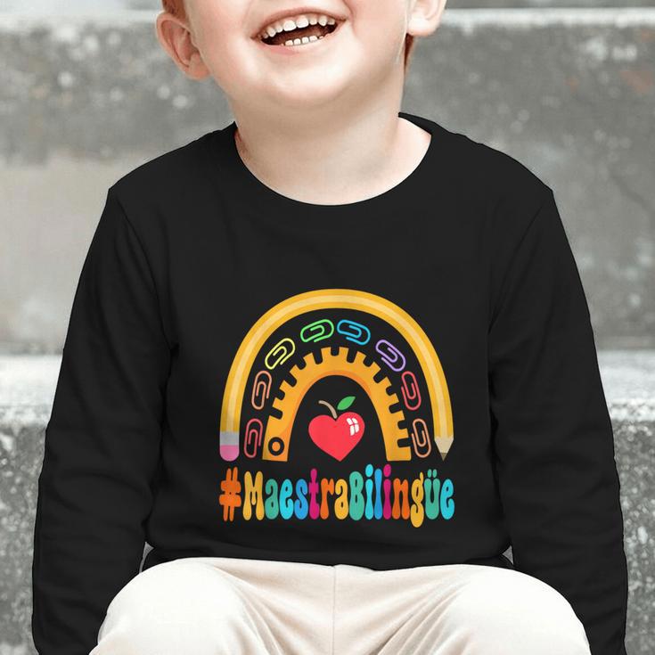 Maestra Bilingüe Appreciation Week Back To School Graphic Toddler Long Sleeve Tee