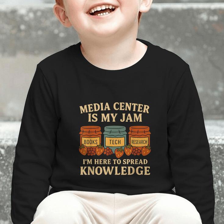 Media Center Is My Jam Library Reading Back To School Graphic Toddler Long Sleeve Tee
