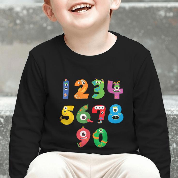 Monster Numbers Learning Cute Numbers 0-9 Back To School Graphic Toddler Long Sleeve Tee