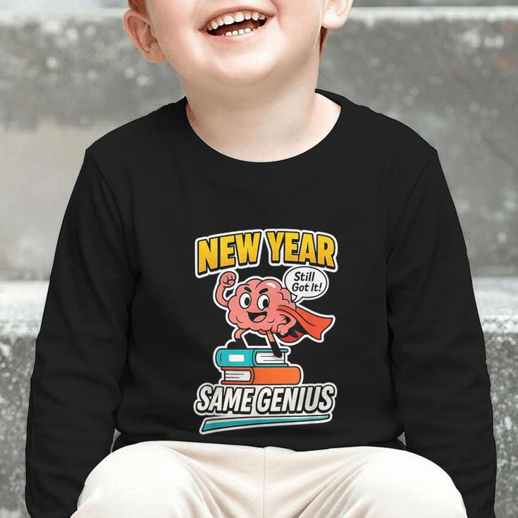 New Year Same Genius Confident Back To School Vibe Graphic Toddler Long Sleeve Tee New Year Same Genius Confident Back To School Vibe Graphic Toddler Long Sleeve Tee