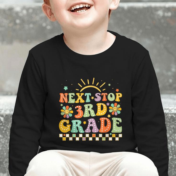 Next Stop 3rd Grade Groovy Retro Third Grade Back To School Graphic Toddler Long Sleeve Tee Next Stop 3rd Grade Groovy Retro Third Grade Back To School Graphic Toddler Long Sleeve Tee