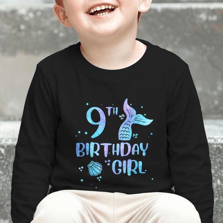 Ninth Birthday Girl Mermaid 9th Toddler's Back To School Graphic Toddler Long Sleeve Tee