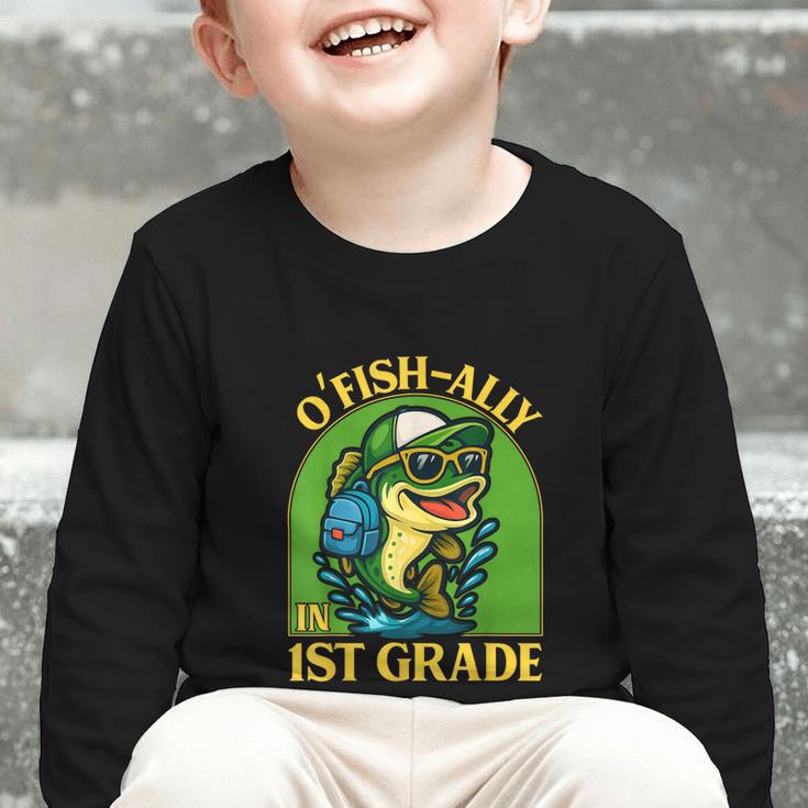 O-Fish-Ally In 1st Grade Back To School Fish Graphic Toddler Long Sleeve Tee