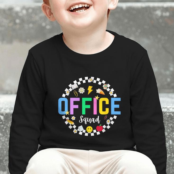 Office Squad Back To School Happy First Day Of School Graphic Toddler Long Sleeve Tee
