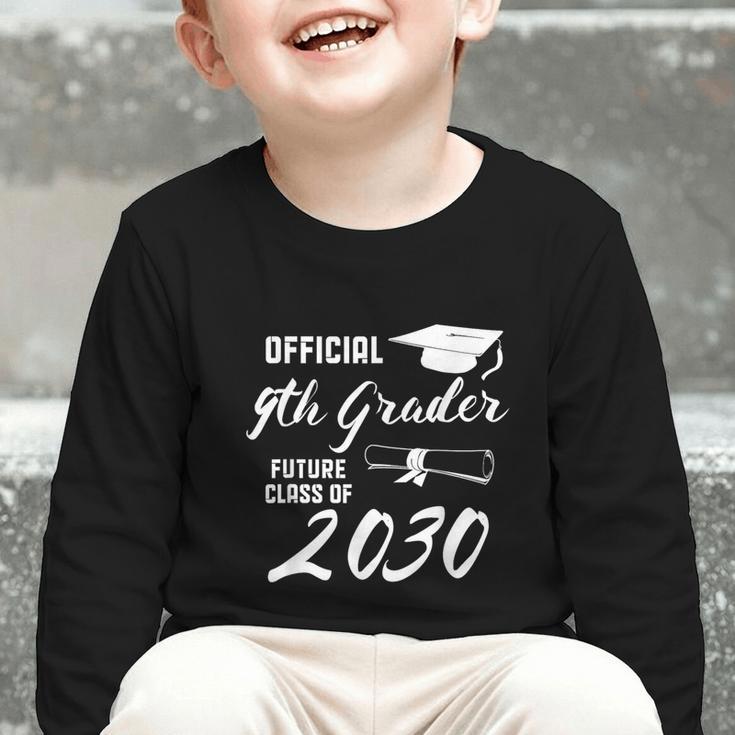 Official 9th Grader Future Class Of 2030 Back To School Graphic Toddler Long Sleeve Tee