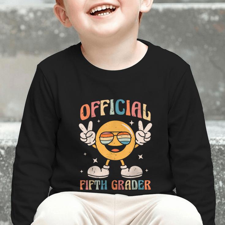 Official Fifth Grader 5th Grade Retro Back To School Kids Graphic Toddler Long Sleeve Tee