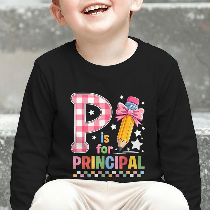 P Is For Principal Back To School Pencil Bow Principal Women Graphic Toddler Long Sleeve Tee P Is For Principal Back To School Pencil Bow Principal Women Graphic Toddler Long Sleeve Tee