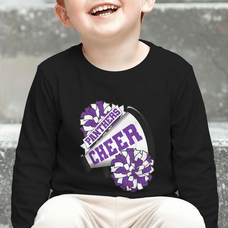 Panthers Cheer Back To School Cheerleading Spirit P Graphic Toddler Long Sleeve Tee Panthers Cheer Back To School Cheerleading Spirit P Graphic Toddler Long Sleeve Tee