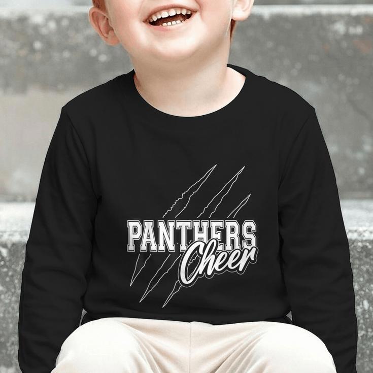 Panthers Cheer Back To School Cheerleading Team Spirit Graphic Toddler Long Sleeve Tee Panthers Cheer Back To School Cheerleading Team Spirit Graphic Toddler Long Sleeve Tee