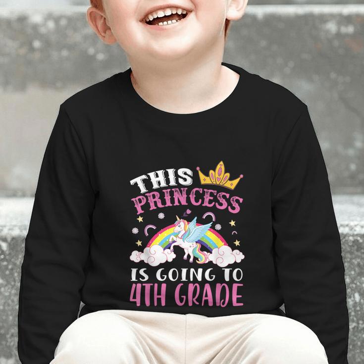 Princess Going To 4th Grade Tee For Girls Back To School Graphic Toddler Long Sleeve Tee