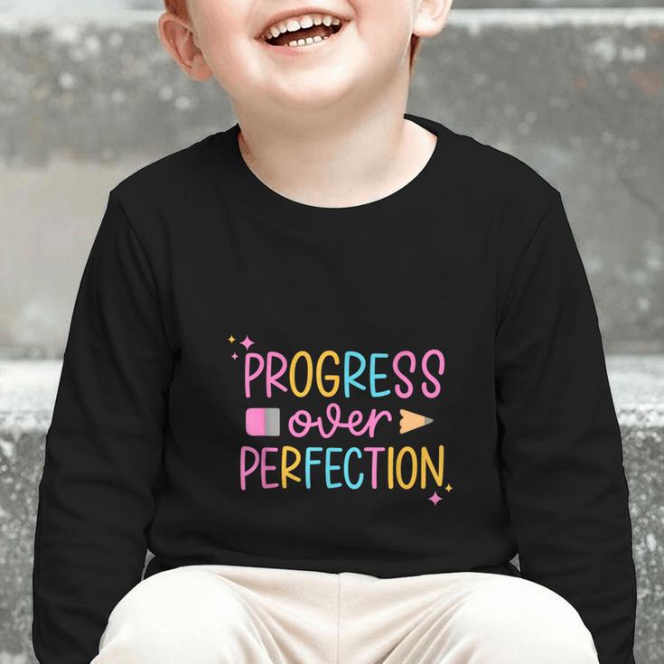 Progress Over Perfection Back To School Tshirt Graphic Toddler Long Sleeve Tee Progress Over Perfection Back To School Tshirt Graphic Toddler Long Sleeve Tee