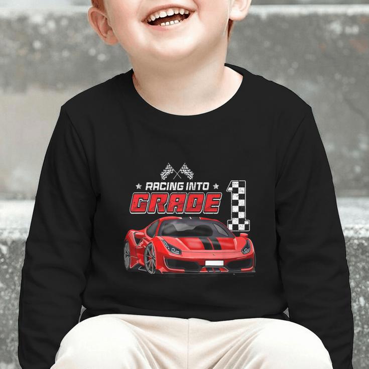 Racing Into 1st Grade Race Car Back To School Boys Graphic Toddler Long Sleeve Tee Racing Into 1st Grade Race Car Back To School Boys Graphic Toddler Long Sleeve Tee