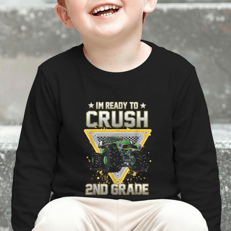 Ready To Crush 2nd Grade Monster Truck Boy Back To School Graphic Toddler Long Sleeve Tee Ready To Crush 2nd Grade Monster Truck Boy Back To School Graphic Toddler Long Sleeve Tee