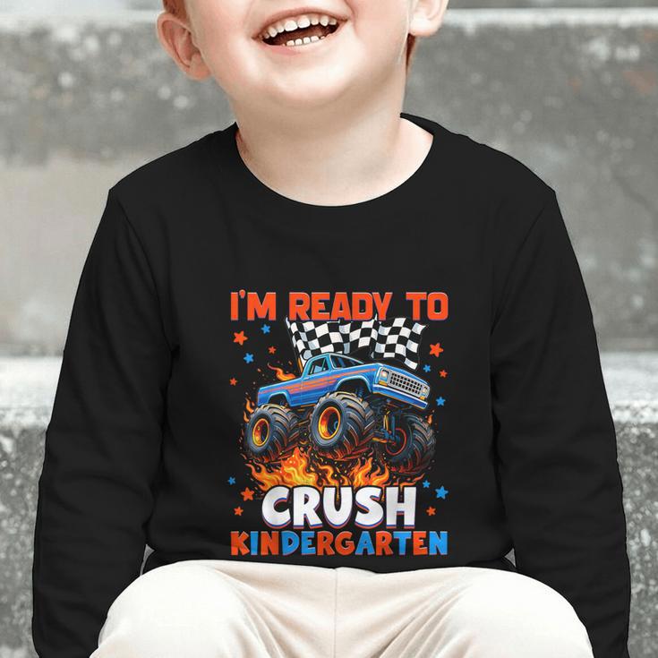 Ready To Crush Kindergarten Monster Truck Back To School Boy Graphic Toddler Long Sleeve Tee Ready To Crush Kindergarten Monster Truck Back To School Boy Graphic Toddler Long Sleeve Tee