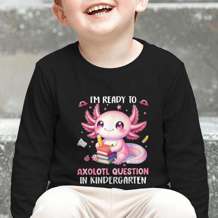 Ready To Kindergarten Axolotl Questions Back To School Girls Graphic Toddler Long Sleeve Tee Ready To Kindergarten Axolotl Questions Back To School Girls Graphic Toddler Long Sleeve Tee