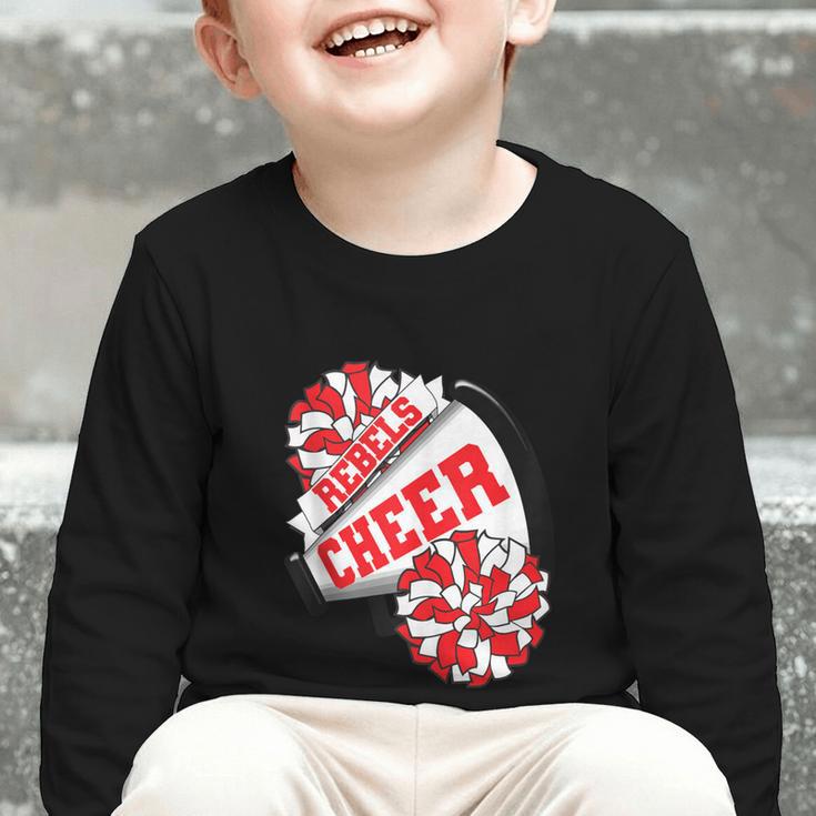 Rebels Cheer Back To School Cheerleading Spirit R Graphic Toddler Long Sleeve Tee Rebels Cheer Back To School Cheerleading Spirit R Graphic Toddler Long Sleeve Tee