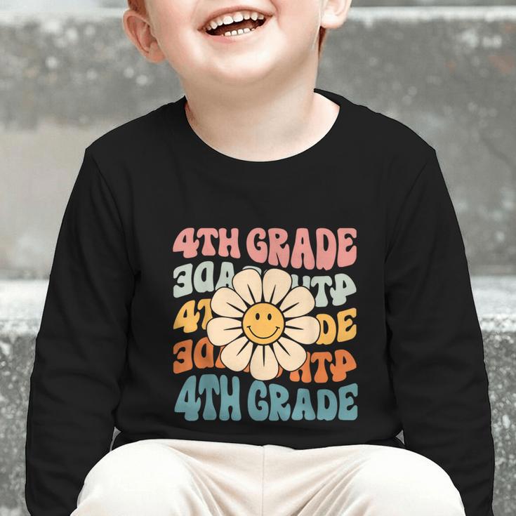 Retro 4th Grade Daisy Colorful Back To School Fourth Grade Graphic Toddler Long Sleeve Tee Retro 4th Grade Daisy Colorful Back To School Fourth Grade Graphic Toddler Long Sleeve Tee
