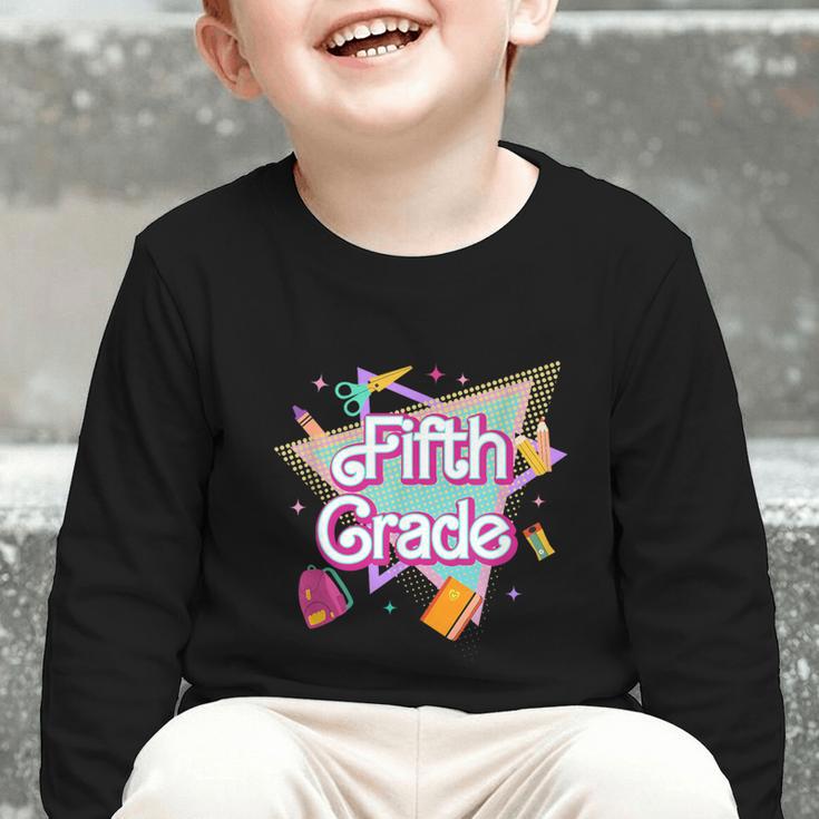 Retro 90s 5th Grade Back To School First Day Of Fifth Grade Graphic Toddler Long Sleeve Tee Retro 90s 5th Grade Back To School First Day Of Fifth Grade Graphic Toddler Long Sleeve Tee