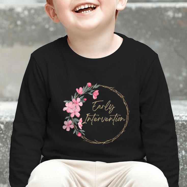 Retro Floral Early Intervention Specialist Back To School Graphic Toddler Long Sleeve Tee Retro Floral Early Intervention Specialist Back To School Graphic Toddler Long Sleeve Tee