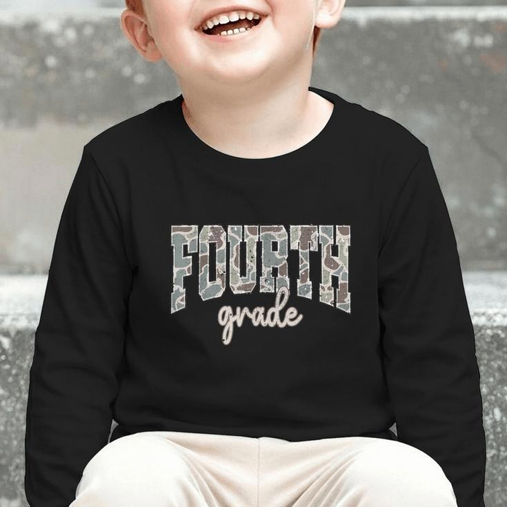 Retro Fourth Grade Back To School Boy Old Camo 4th Grade Kid Graphic Toddler Long Sleeve Tee Retro Fourth Grade Back To School Boy Old Camo 4th Grade Kid Graphic Toddler Long Sleeve Tee