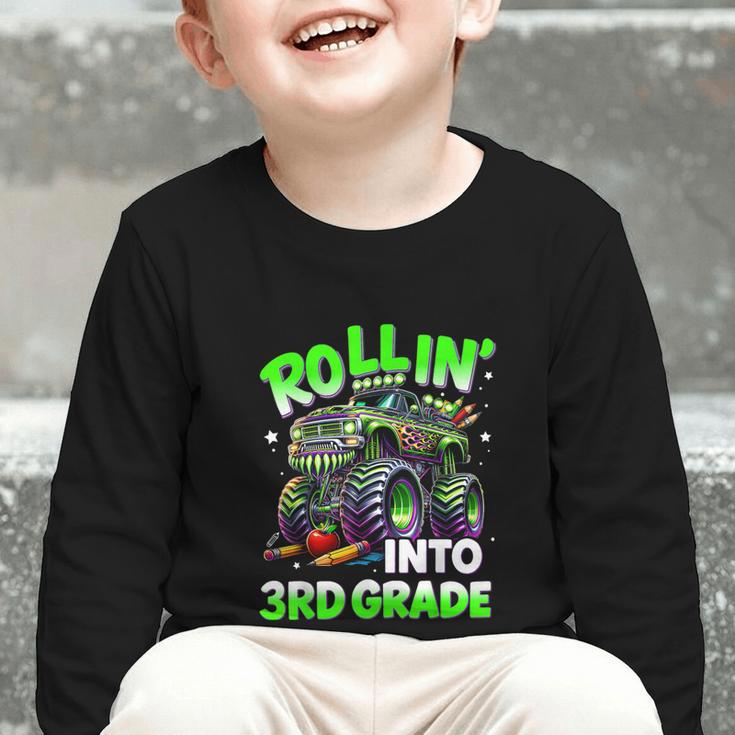 Rollin' Into 3rd Grade Monster Truck Back To School Boys Graphic Toddler Long Sleeve Tee Rollin' Into 3rd Grade Monster Truck Back To School Boys Graphic Toddler Long Sleeve Tee