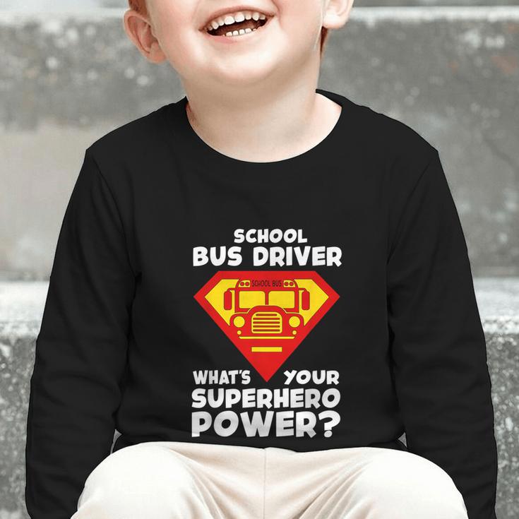 School Bus Driver Superhero Back To School Graphic Toddler Long Sleeve Tee School Bus Driver Superhero Back To School Graphic Toddler Long Sleeve Tee