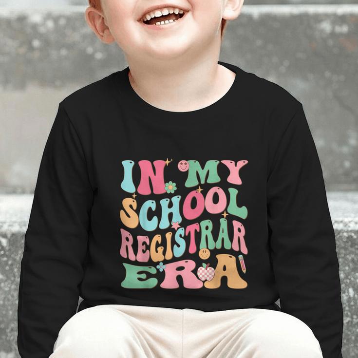In My School Registrar Era Retro Back To School Graphic Toddler Long Sleeve Tee In My School Registrar Era Retro Back To School Graphic Toddler Long Sleeve Tee