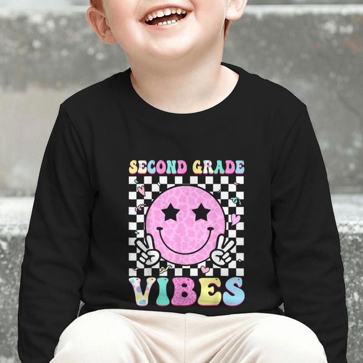 Second Grade Vibes Groovy Back To School 2nd Grade Girls Kid Graphic Toddler Long Sleeve Tee Second Grade Vibes Groovy Back To School 2nd Grade Girls Kid Graphic Toddler Long Sleeve Tee