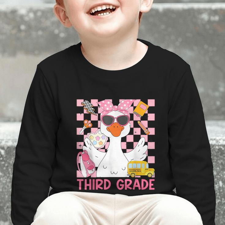 Silly Goose Third Grade Grade Back To School Coquette Girly Graphic Toddler Long Sleeve Tee Silly Goose Third Grade Grade Back To School Coquette Girly Graphic Toddler Long Sleeve Tee
