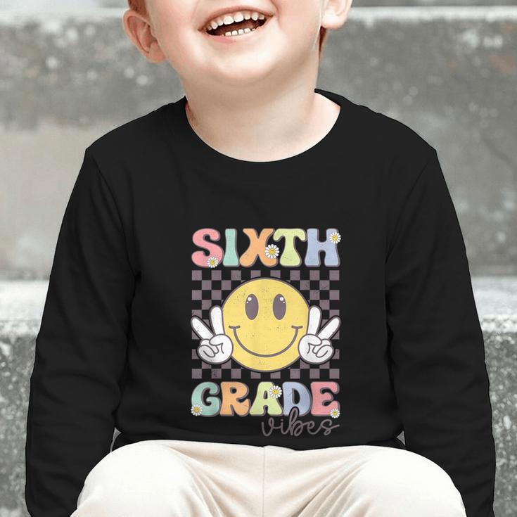 Sixth Grade Vibes Smile Face 6th Grade Team Back To School Graphic Toddler Long Sleeve Tee Sixth Grade Vibes Smile Face 6th Grade Team Back To School Graphic Toddler Long Sleeve Tee