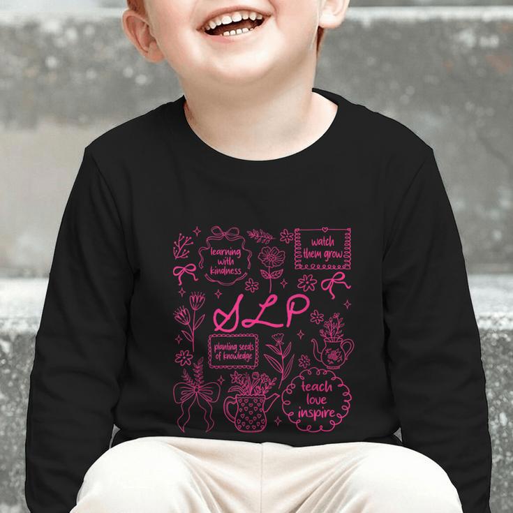 SLP Love Inspire Teach Pink Bow Back To School Graphic Toddler Long Sleeve Tee SLP Love Inspire Teach Pink Bow Back To School Graphic Toddler Long Sleeve Tee