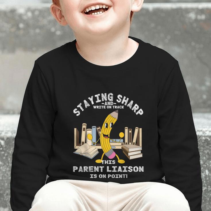 Stay Sharp Parent Liaison Back To School Pencil Graphic Toddler Long Sleeve Tee