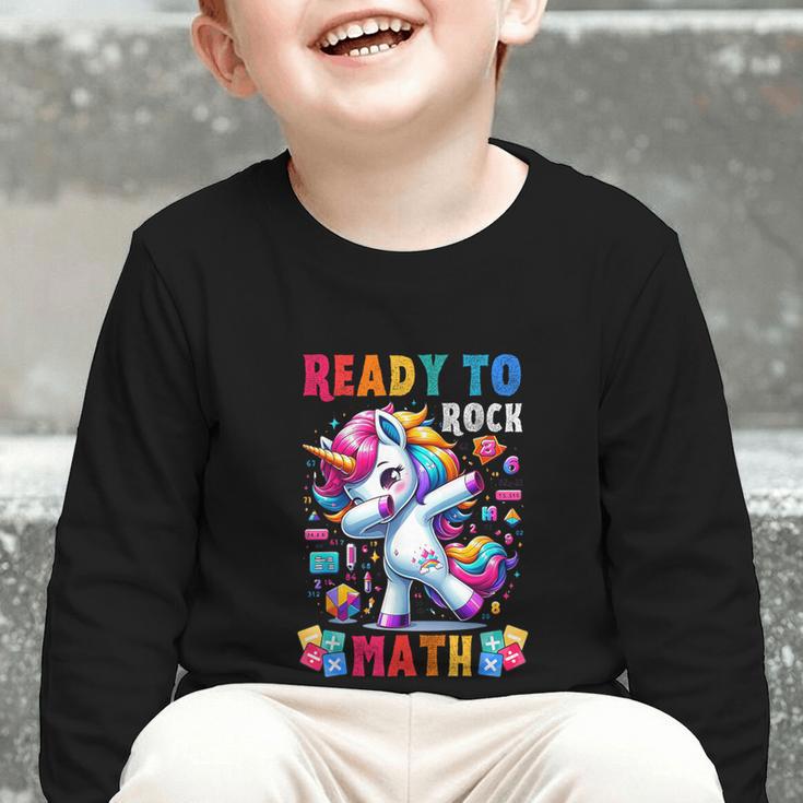 Student Back To School Math Squad Kids Girls Smarter Unicorn Graphic Toddler Long Sleeve Tee