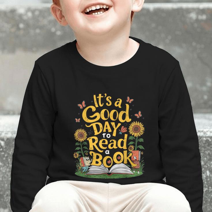 Student It's A Good Day To Read a Book Back To School Graphic Toddler Long Sleeve Tee Student It's A Good Day To Read a Book Back To School Graphic Toddler Long Sleeve Tee