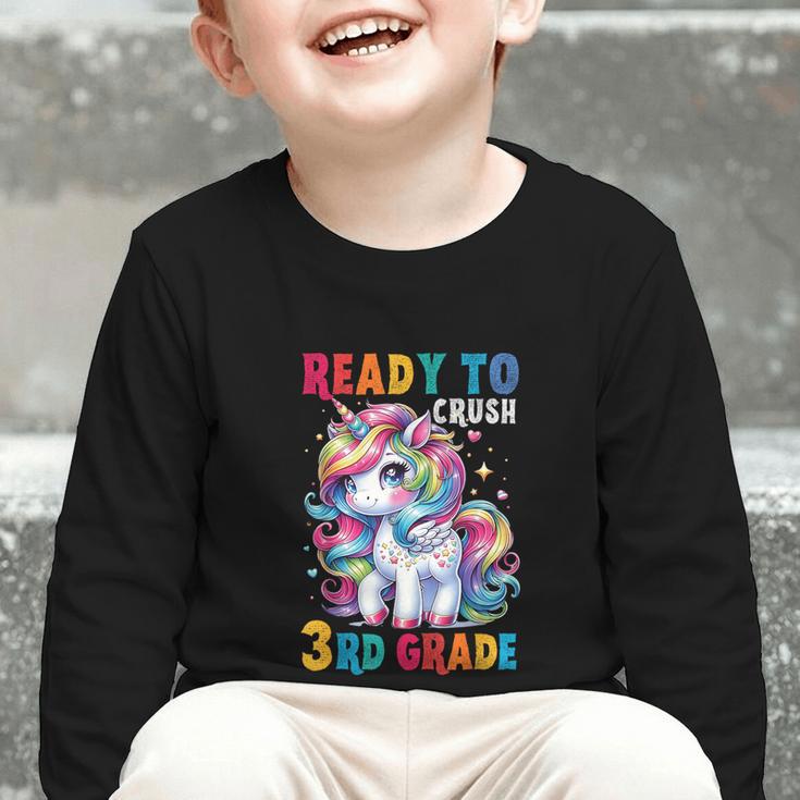 Student Unicorn Ready Back To School Crush 3rd Grade Girls Graphic Toddler Long Sleeve Tee Student Unicorn Ready Back To School Crush 3rd Grade Girls Graphic Toddler Long Sleeve Tee