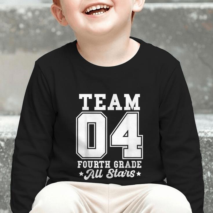 Team 4th Grade All-Stars Back To School Sports Jersey Graphic Toddler Long Sleeve Tee