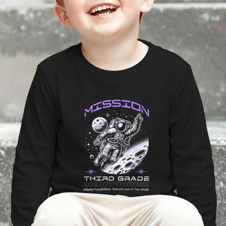 Third Grade Back To School Space Rocket Astronaut Graphic Toddler Long Sleeve Tee