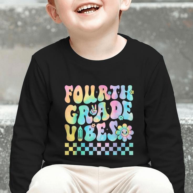 Tie Dye 4th Grade Vibes Fourth Grade Retro Back To School Graphic Toddler Long Sleeve Tee Tie Dye 4th Grade Vibes Fourth Grade Retro Back To School Graphic Toddler Long Sleeve Tee