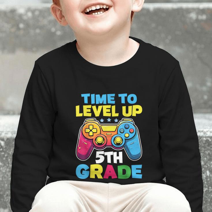 Time To Level Up 5th Grade Video Gamer Kids Back To School Graphic Toddler Long Sleeve Tee