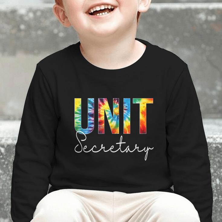 Unit Secretary Women Tie Dye Back To School Appreciation Day Graphic Toddler Long Sleeve Tee Unit Secretary Women Tie Dye Back To School Appreciation Day Graphic Toddler Long Sleeve Tee