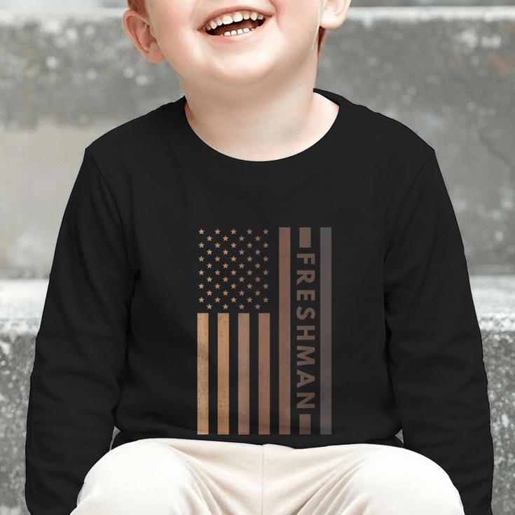 USA Flag Freshman 9th Ninth Grade Back To School Juneteenth Graphic Toddler Long Sleeve Tee