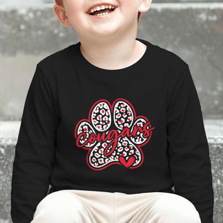 Vintage Cougars School Sports Team Spirit Back To School Graphic Toddler Long Sleeve Tee