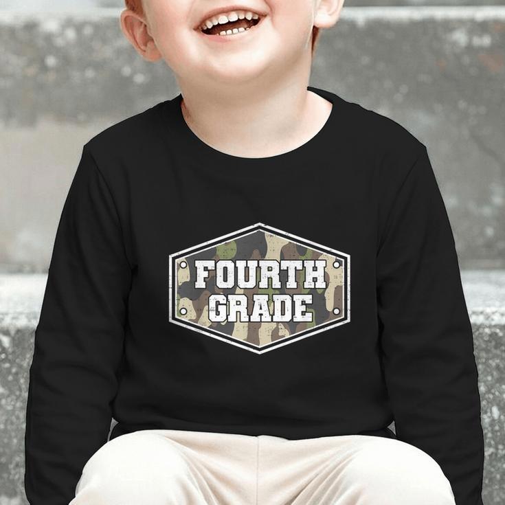 Vintage Fourth Grade Old Camo Back To School Boys 4th Grade Graphic Toddler Long Sleeve Tee Vintage Fourth Grade Old Camo Back To School Boys 4th Grade Graphic Toddler Long Sleeve Tee